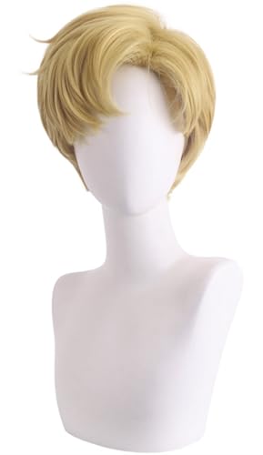 Windskids Sailor Uranus Cosplay Perücken Damen Gelb Kurze Perücke Verkleidung Sailor Moon Tenoh Haruka Ami Halloween Karneval Party Performance Kostüm Zubehör Anime Wig von Windskids