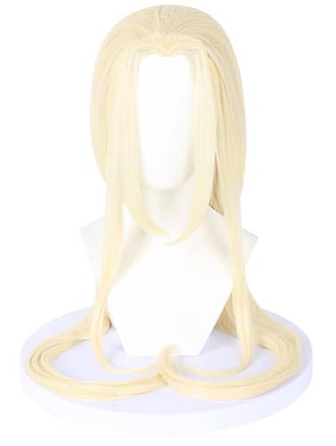 Windskids Tsunade Cosplay Perücken Damen Golden Lange Gerade mit Pony Perücke Verkleidung Ninja Tsunade Halloween Karneval Party Performance Kostüm Zubehör Anime Wig von Windskids