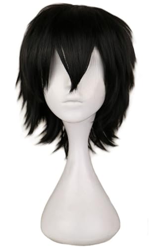 Windskids Uchiha Cosplay Perücken Herren Schwarz Kurze Perücke Verkleidung Ninja Uchiha Halloween Karneval Party Performance Kostüm Zubehör Anime Wig von Windskids