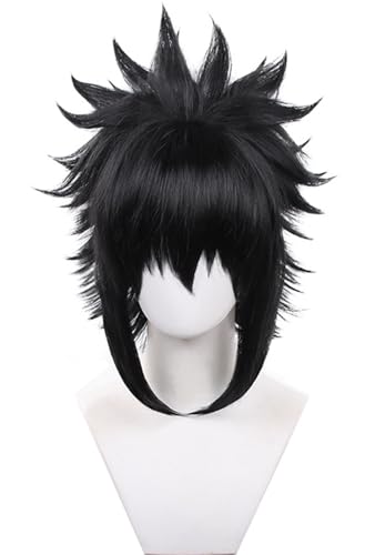 Windskids Uchiha Cosplay Perücken Herren Schwarz Kurze mit Pony Perücke Verkleidung Ninja Uchiha Halloween Karneval Party Performance Kostüm Zubehör Anime Wig von Windskids