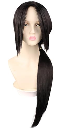 Windskids Uchiha Cosplay Perücken Herren Schwarz Lange Gerade Perücke Verkleidung Ninja Uchiha Halloween Karneval Party Performance Kostüm Zubehör Anime Wig von Windskids