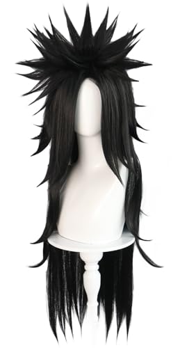 Windskids Uchiha Madara Cosplay Perücken Herren Schwarz Lange Gerade Perücke Verkleidung Ninja Uchiha Madara Halloween Karneval Party Performance Kostüm Zubehör Anime Wig von Windskids