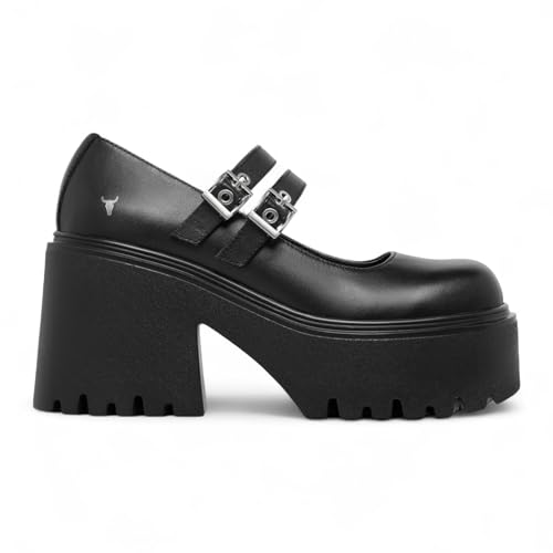 Windsor Smith Damen Mary Jane Schuhe aus Schwarzem Leder mit Dicker Plateausohle von Windsor Smith