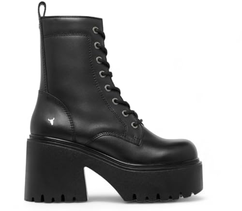 Windsorsmith Damen-Punk-Stiefel mit Plateausohle aus schwarzem Leder – Totally Windsorsmith Damen-Punk-Stiefel mit Plateausohle aus schwarzem Leder – Totally von Windsor Smith