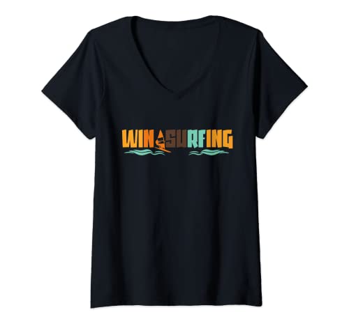 Damen Retro Windsurfen Windsurfer Surfing Kitesurfen Windsurfing T-Shirt mit V-Ausschnitt Damen Retro Windsurfen Windsurfer Surfing Kitesurfen Windsurfing T-Shirt mit V-Ausschnitt von Windsurfer Windsurfing Windsurfen Windsurf Motive