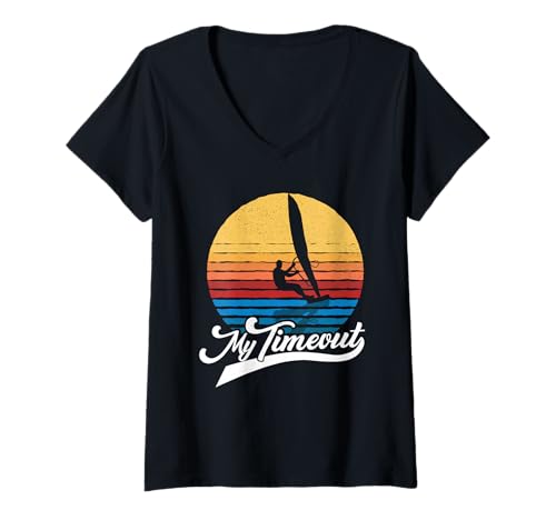 Damen Windsurfen Windsurfer Windsurf Windsurfen Surfer Surfboard T-Shirt mit V-Ausschnitt Damen Windsurfen Windsurfer Windsurf Windsurfen Surfer Surfboard T-Shirt mit V-Ausschnitt von Windsurfing Windsurfer Windsurf
