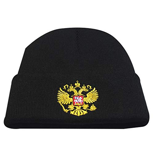 Windy5 Unisex russische Emblem Bestickte Strickmützen Turn Up Caps Schädel Pinstripe Mütze Kopfbedeckung Dekor von Windy5