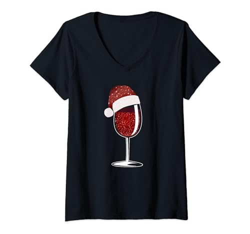 Wine Christmas Wine Lover Christmas Outfit Damen T-Shirt mit V-Ausschnitt, Klassisch, Halbarm, Schwarz, S Wine Christmas Wine Lover Christmas Outfit Damen T-Shirt mit V-Ausschnitt, Klassisch, Halbarm, Schwarz, S von Wine Christmas Wine Lover Christmas Outfit