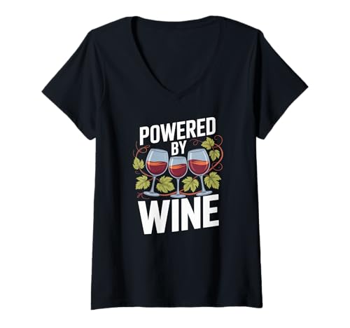 Damen Powered by Weingläser Grapes Nature Fun T-Shirt mit V-Ausschnitt Damen Powered by Weingläser Grapes Nature Fun T-Shirt mit V-Ausschnitt von Wine Enthusiast Humor Beverage Lovers