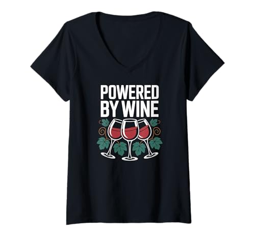 Damen Bereitgestellt von Weinglasliebhabern T-Shirt mit V-Ausschnitt von Wine Enthusiasts Humor Fun Lovers