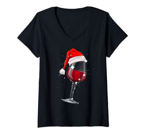 Damen Weingläser Nikolausmütze Weihnachten Cann't Be Fun Without Wine T-Shirt mit V-Ausschnitt Damen Weingläser Nikolausmütze Weihnachten Cann't Be Fun Without Wine T-Shirt mit V-Ausschnitt von Wine Glasses Santa Hat Christmas Tee