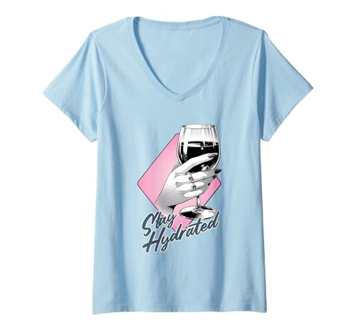 Damen Weintrinker süßer Spruch Retro Casual Weinprobe Witz T-Shirt mit V-Ausschnitt Damen Weintrinker süßer Spruch Retro Casual Weinprobe Witz T-Shirt mit V-Ausschnitt von Wine Lovers Funny Shirts & Apparel for Women