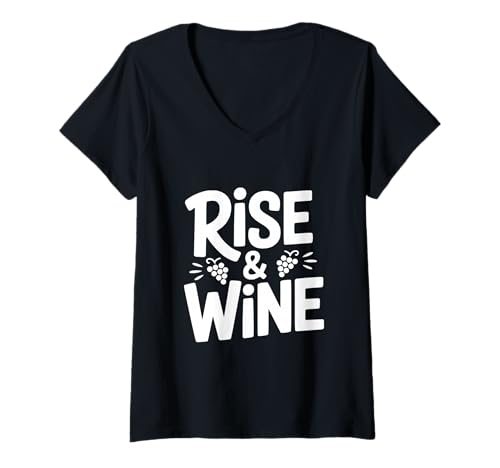 Damen Rise and Wine Lustiger Weinliebhaber für Weinliebhaber T-Shirt mit V-Ausschnitt Damen Rise and Wine Lustiger Weinliebhaber für Weinliebhaber T-Shirt mit V-Ausschnitt von Wine Lovers Merchandise and Apparel Co.