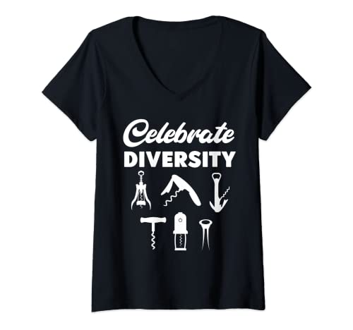 Damen Sommelier Korkenzieher für Weintrinken, Weinproben T-Shirt mit V-Ausschnitt Damen Sommelier Korkenzieher für Weintrinken, Weinproben T-Shirt mit V-Ausschnitt von Wine Steward Drinker Lover Waiter Sommelier HS0
