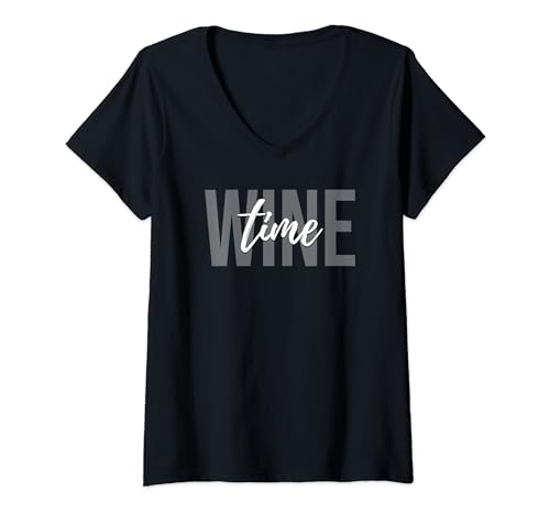 Damen Wine Time Weintrinker Trinkglas T-Shirt mit V-Ausschnitt Damen Wine Time Weintrinker Trinkglas T-Shirt mit V-Ausschnitt von Wine Time Wine Drinker Gifts
