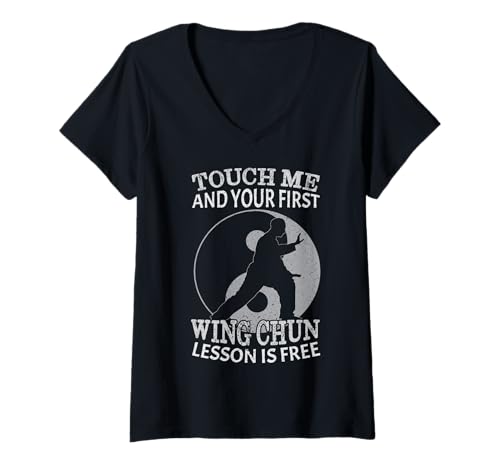 Damen Touch Me and Your First Wing Chun Lektion is Free T-Shirt mit V-Ausschnitt Damen Touch Me and Your First Wing Chun Lektion is Free T-Shirt mit V-Ausschnitt von Wing Chun Martial Arts