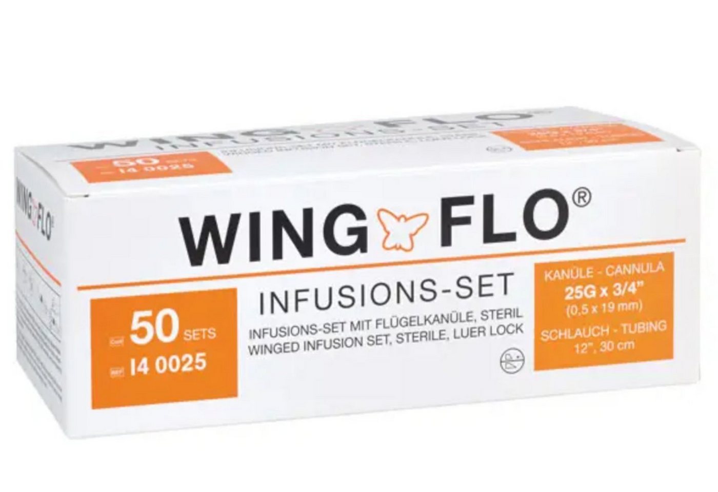 Wing-Flo Erste-Hilfe-Set Wing-Flo Flügelkanülen Simple Anwendung, Venenschutz, Luer Lock, weich, (Spar-Set, Blutabnahme, Infusionen, 50 St), 30cm Schlauch, knickstabil, geringeres Venentrauma von Wing-Flo