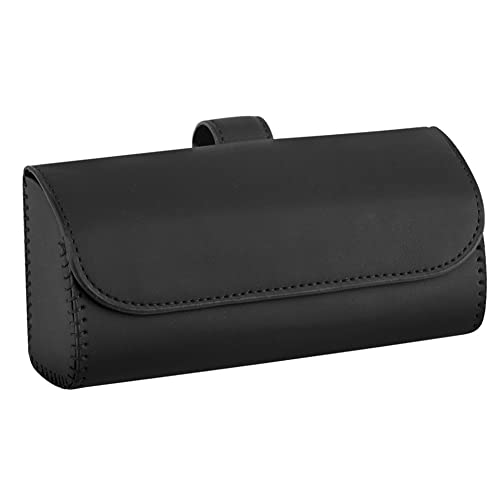 WingFly Auto Brillenhalter Sonnenblende Brillenetui PU Leder Auto Sonnenbrille Etui Brillenetui Brillenbox Aufbewahrungsbox Organizer mit Magnetischem Funktion für Brillen Gewebe Key File (Schwarz) von WingFly