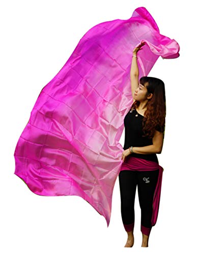 Winged Sirenny Handbemalter Bauchtanz Seidenschleier Farbverlauf 270×110cm, Leicht Elegant für Orientalischen Tanz, Auftritte, Fotoshootings & Bühnenperformances, Handrollierte Kanten, rosa von Winged Sirenny