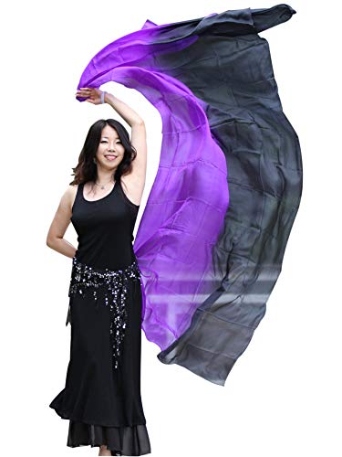 Winged Sirenny Bauchtanz Seidenschleier, Leichter Handbemalter Schleier aus Seide für Tanz, Bühnenshows & Künstlerische Darbietungen. Tragetasche & Handgerollten Kanten, schwarz-violett Winged Sirenny Bauchtanz Seidenschleier, Leichter Handbemalter Schleier aus Seide für Tanz, Bühnenshows & Künstlerische Darbietungen. Tragetasche & Handgerollten Kanten, schwarz-violett von Winged Sirenny