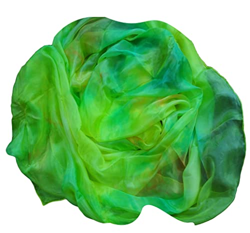 Winged Sirenny Batik Tanzschleier Seide 2.7m x 1.1m, Handgefärbter Bauchtanzschleier, Leicht Fließend für Tanzperformance & Bühnenshow, mit handgerollten Kanten & Tragetasche, grün+gelb Winged Sirenny Batik Tanzschleier Seide 2.7m x 1.1m, Handgefärbter Bauchtanzschleier, Leicht Fließend für Tanzperformance & Bühnenshow, mit handgerollten Kanten & Tragetasche, grün+gelb von Winged Sirenny