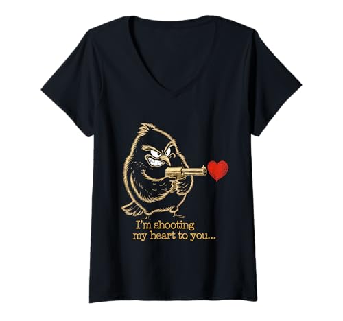 Damen Verrückte Vogel Liebe - sarkastischer Romantik Humor T-Shirt mit V-Ausschnitt Damen Verrückte Vogel Liebe - sarkastischer Romantik Humor T-Shirt mit V-Ausschnitt von Winged World