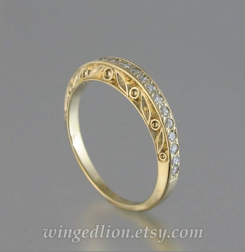 Diamant Ehering , Halb Eternity Band, The Enchanted 14K Goldring von WingedLion