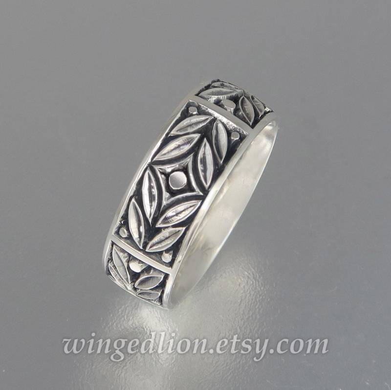 Evergreen Laurel Silber Ehering Breit von WingedLion