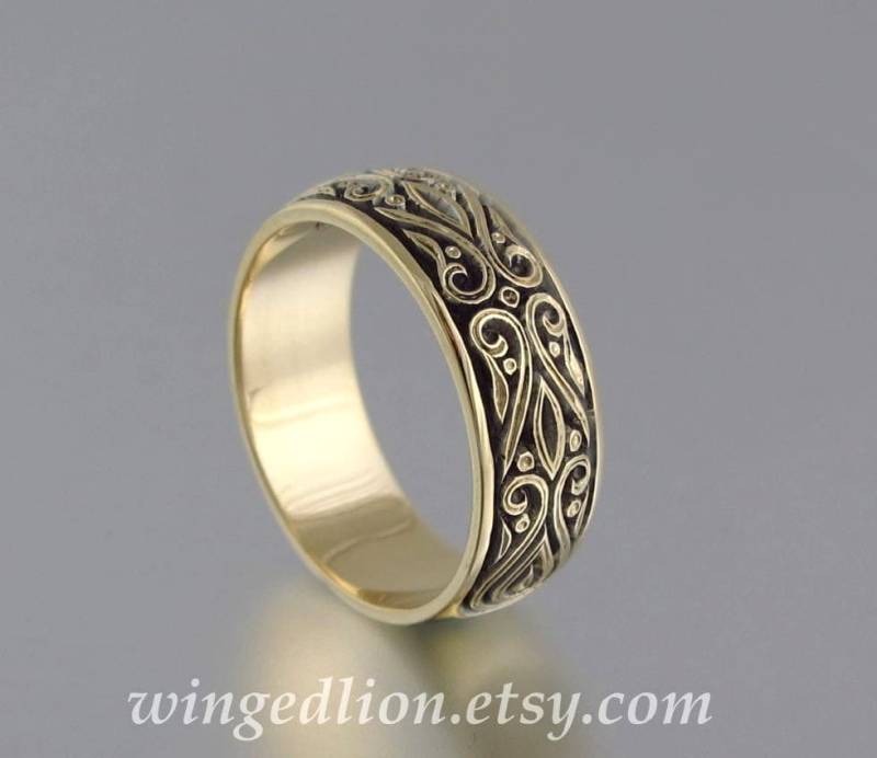 Gold Ehering Für Männer, The Prince Charming 14K Gelbgold, Größe 10, 5 Sofort Lieferbar von WingedLion