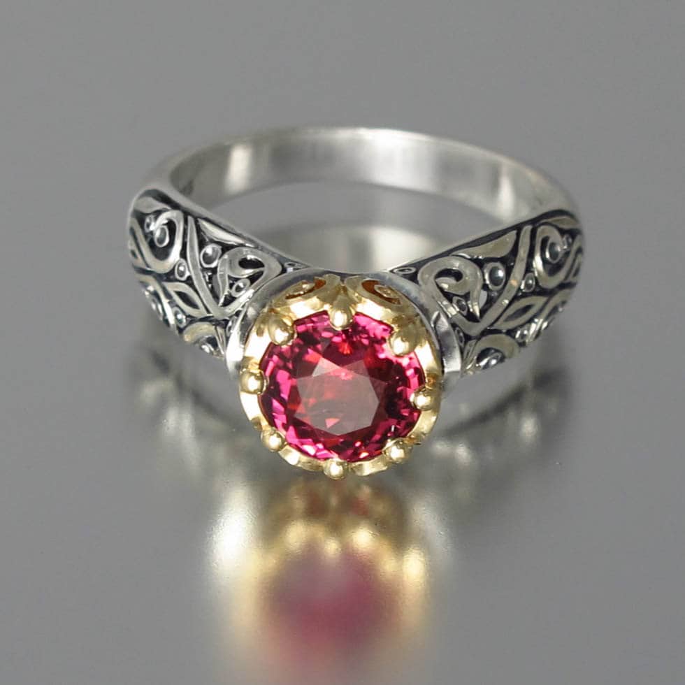 Größe 9 Versandfertig Der Verzauberte Prinzessin Turmalin Verlobungsring Aus Silber & 585Er Gold von WingedLion