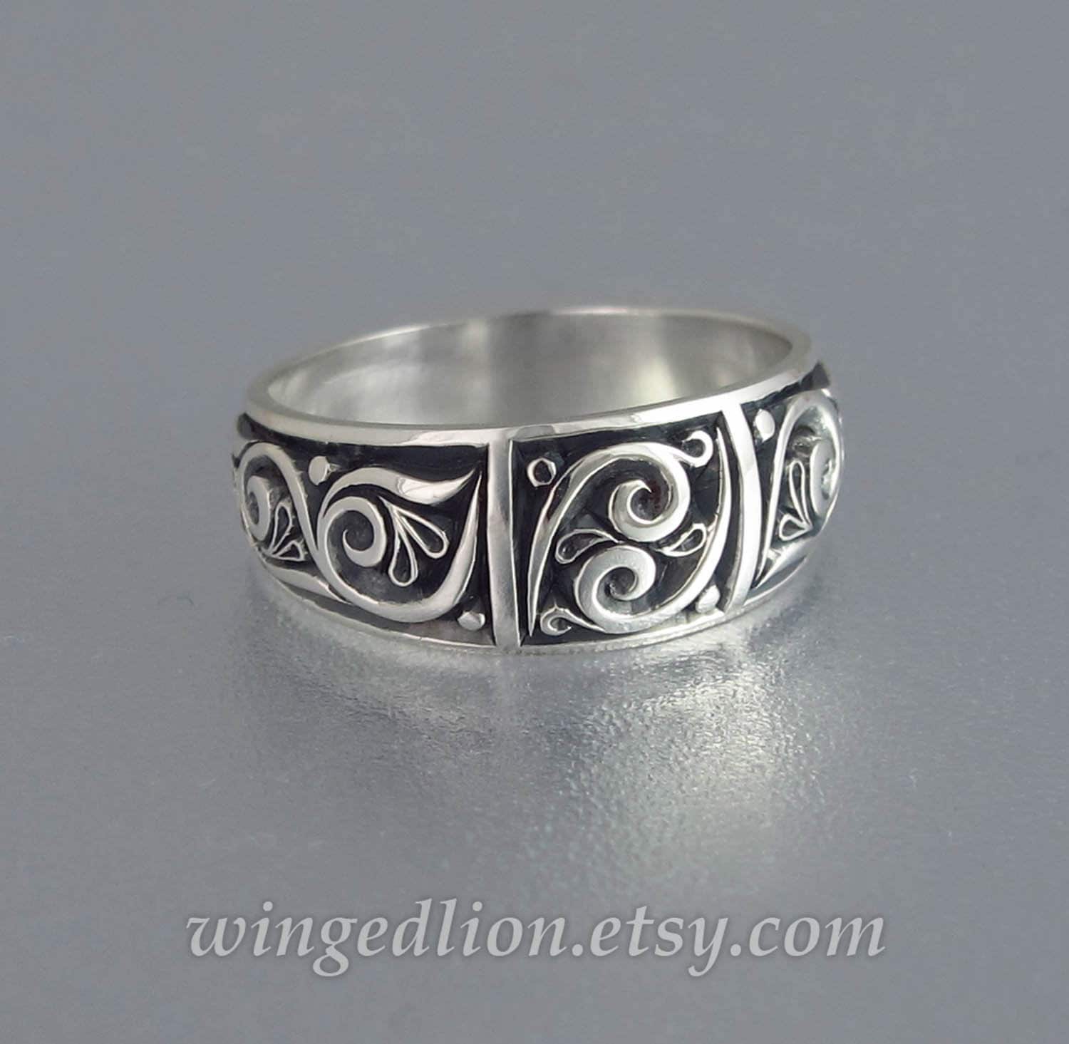 Größe 9.25 Versandfertig Tristan Silber Hochzeitsband von WingedLion