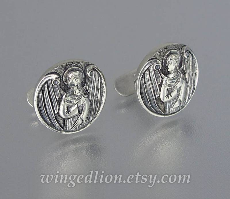 Silber Manschettenknöpfe, Schutzengel Sterling Manschettenknöpfe von WingedLion