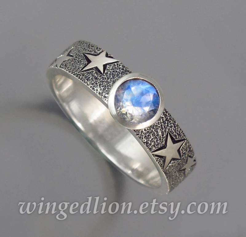 Silberring, The Moon Silberring Mit Mondstein von WingedLion