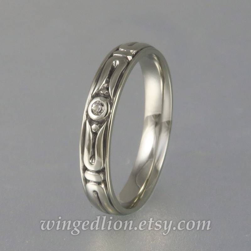 The Secret Herren Trauring 14K Gold Mit Weißem Saphir von WingedLion