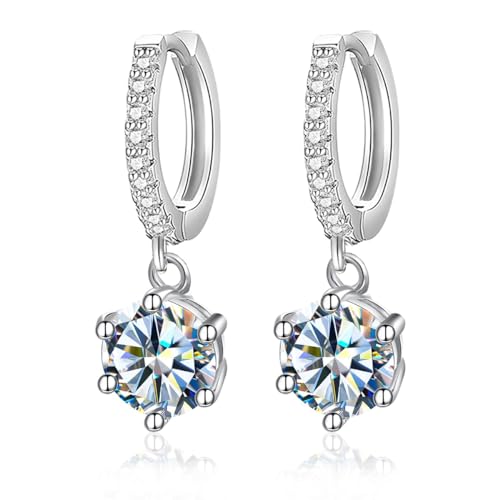 ✦Valentinstag Geschenk Für Sie✦ Winglove Moissanite Ohrringe Silber 925 Damen 1 Karat Sechs Krallen Ohrringe mit Diamant Inlay Moissanit Diamant,VVS1 Reinheit D Farbe,Geschenke für Frauen. von Winglove