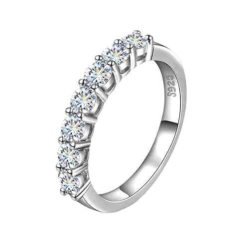 Winglove ✦Valentinstag Geschenk Moissanite Ringe Silber 925 Damen 0,1 ct Sieben Sterne Diamantring Moissanit Diamant, VVS1 Reinheit D Farbe, Geschenke für Frauen.[0,1ct,59(19)] von Winglove