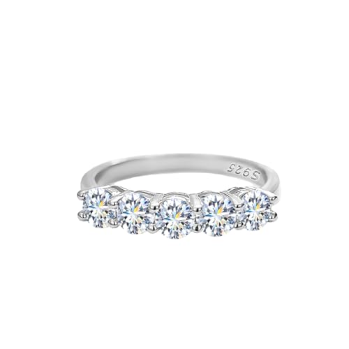 Winglove ✦Valentinstag Geschenk Moissanite Ringe Silber 925 Damen 0,3 ct Fünf Sterne Diamantring Moissanit Diamant, VVS1 Reinheit D Farbe, Geschenke für Frauen.[0,3ct,54(17.25)] von Winglove