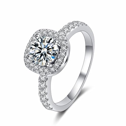 Winglove ✦Valentinstag Geschenk Moissanite Ringe Silber 925 Damen 0,5ct/1ct/2ct/3ct Klassischer quadratischer Ringe Moissanit Diamant,VVS1 Reinheit D Farbe,Geschenke für Frauen.[3ct,51.5(16.5)] von Winglove