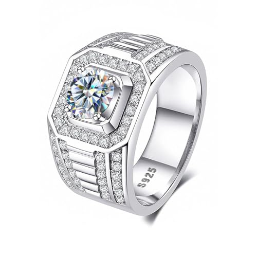 Winglove ✦Valentinstag Geschenk Moissanite Ringe Silber 925 Damen 1 ct Full Diamond Herrenring Ringe Moissanit Diamant, VVS1 Reinheit D Farbe, Geschenke für Frauen.[1ct,64(20.75)] von Winglove