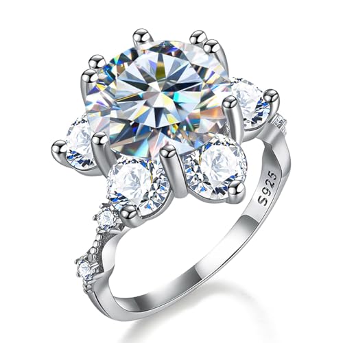 Winglove ✦Valentinstag Geschenk Moissanite Ringe Silber 925 Damen 1 ct Sonnenblume Sechs Krallen Ringe Moissanit Diamant, VVS1 Reinheit D Farbe, Geschenke für Frauen.[1ct,49(15.75)] von Winglove