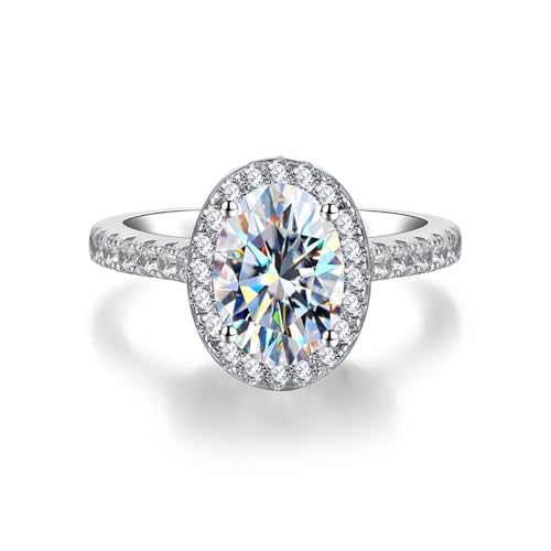 Winglove ✦Valentinstag Geschenk Moissanite Ringe Silber 925 Damen 3 ct Halbkreis Diamantring Moissanit Diamant, VVS1 Reinheit D Farbe, Geschenke für Frauen.[3ct,56.5(18.2)] von Winglove