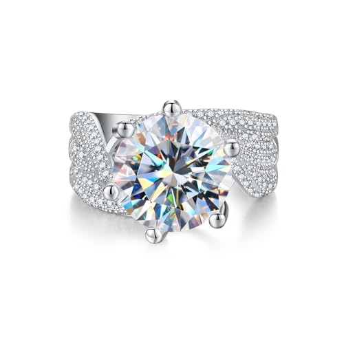 Winglove ✦Valentinstag Geschenk Moissanite Ringe Silber 925 Damen 5 ct Drei Reihen voller Diamantringe Moissanit Diamant, VVS1 Reinheit D Farbe, Geschenke für Frauen.[5ct,59(19)] von Winglove