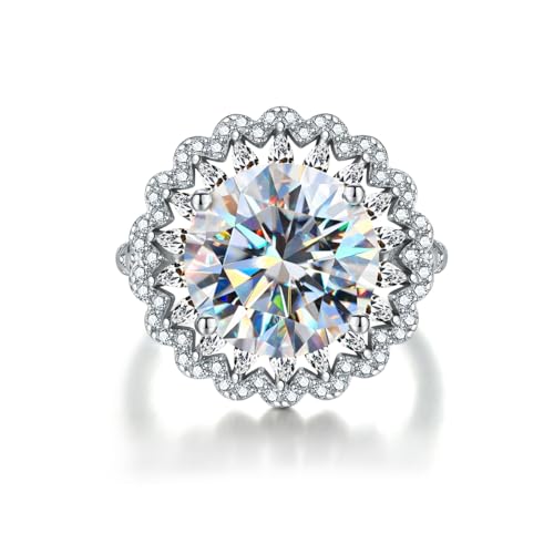 Winglove ✦Valentinstag Geschenk Moissanite Ringe Silber 925 Damen 5 ct Full Sky Star Ringe Moissanit Diamant, VVS1 Reinheit D Farbe, Geschenke für Frauen.[5ct,54(17.25)] von Winglove