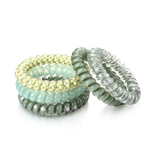 Wingoden 5 Stück Haargummis für Pferdeschwanz ohne Schäden, Kunststoff, für Damen, ohne Falten, für Pferdeschwanz, Grün von Wingoden