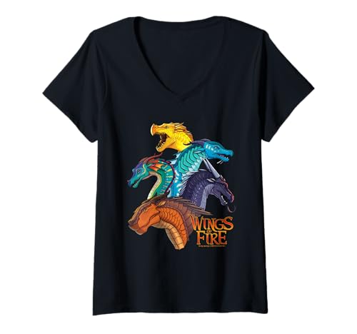 Damen Wings of Fire Dragon Heads T-Shirt mit V-Ausschnitt von Wings of Fire