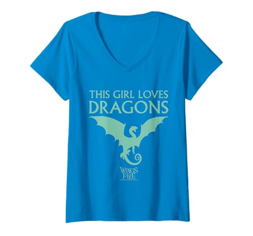 Damen Wings of Fire Girl Loves Dragons T-Shirt mit V-Ausschnitt Damen Wings of Fire Girl Loves Dragons T-Shirt mit V-Ausschnitt von Wings of Fire