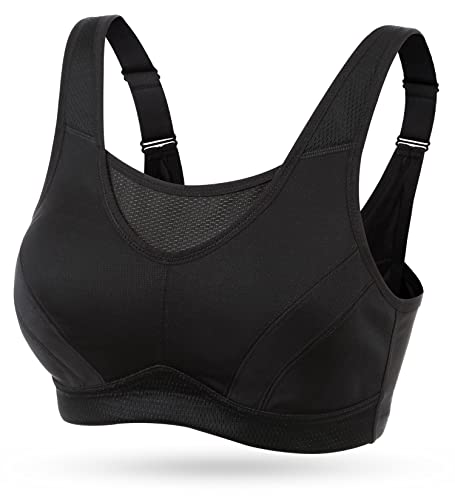 Wingslove Damen Sport BH ohne Bügel Nicht Gepolstert High Impact Bustier Halt Joggen BH (Schwarz,105F) von Wingslove