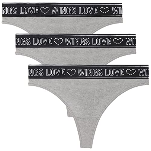 Wingslove Damen 3er Pack Baumwolle String Tanga Sexy Hipster Weich Thongs Seamless Bequem(3 Hellgrau,XL) von Wingslove