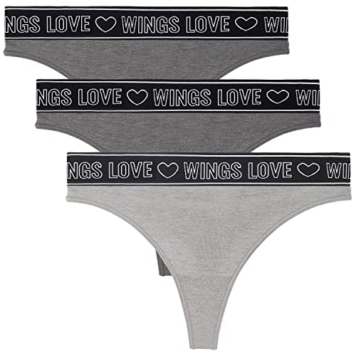 Wingslove Damen 3er Pack Blgraumwolle String Tanga Sexy Hipster Weich Thongs Seamless Bequem(2 Dunkelgrau,1 Hellgrau,M) von Wingslove