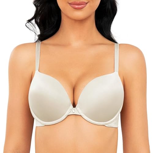 Wingslove Damen Klassiche Push-Up BH Body Make-Up Leicht Gepolstert T-Shirt Büstenhalter mit Bügel (Elfenbein 75B) von Wingslove